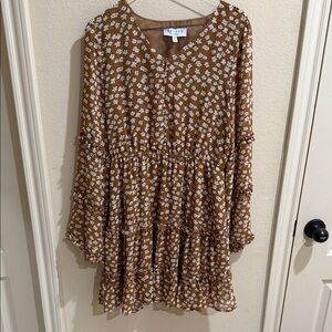 Hayden Brown Floral Tiered Mini Dress